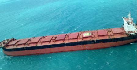cargo ship view from helicopter